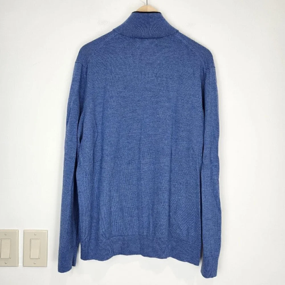 Banana Republic Italian Merino Half Zip Sweater Mens XL‎ Blue Long Sleeve